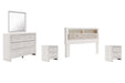Altyra King Bookcase Headboard with Mirrored Dresser and 2 Nightstands Homeline Furniture
