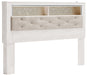 Altyra King Bookcase Headboard with Mirrored Dresser and Chest Homeline Furniture