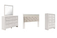 Altyra King Panel Headboard with Mirrored Dresser and Chest Homeline Furniture