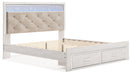 Altyra King Upholstered Storage Bed with Mirrored Dresser and Nightstand Homeline Furniture