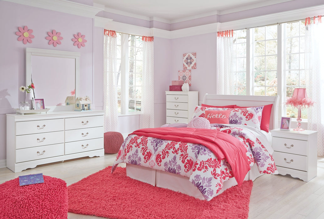 Anarasia Full Sleigh Headboard with Mirrored Dresser Homeline Furniture