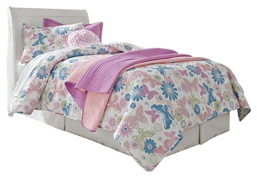 Anarasia Twin Sleigh Headboard with Mirrored Dresser, Chest and Nightstand Homeline Furniture
