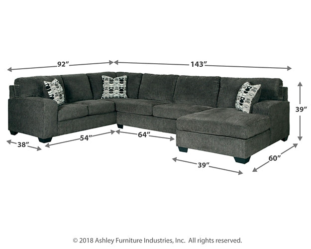 Ballinasloe 3-Piece Sectional with Ottoman Homeline Furniture