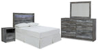 Baystorm Full Panel Headboard with Mirrored Dresser and Nightstand Homeline Furniture
