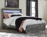 Baystorm Queen Panel Bed with 2 Storage Drawers with Mirrored Dresser and Nightstand Homeline Furniture