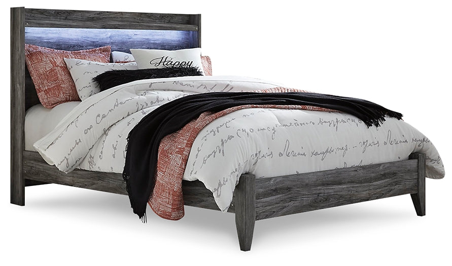 Baystorm Queen Panel Bed with Mirrored Dresser and Nightstand Homeline Furniture