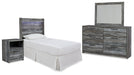 Baystorm Twin Panel Headboard with Mirrored Dresser and Nightstand Homeline Furniture