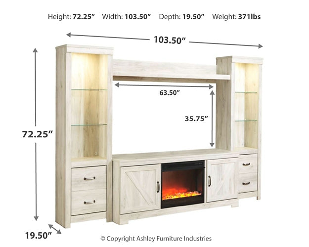 Bellaby 4-Piece Entertainment Center with Fireplace Homeline Furniture