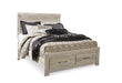 Bellaby Queen Platform Bed with 2 Storage Drawers with Mirrored Dresser Homeline Furniture
