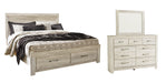 Bellaby Queen Platform Bed with 2 Storage Drawers with Mirrored Dresser Homeline Furniture