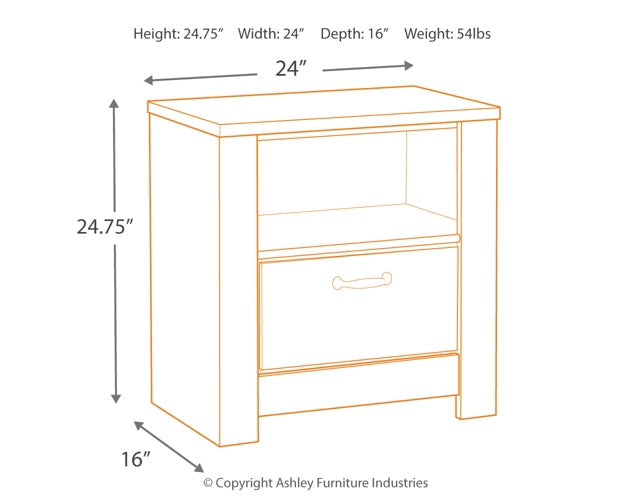 Bellaby Queen Platform Bed with 2 Storage Drawers with Mirrored Dresser and Nightstand Homeline Furniture
