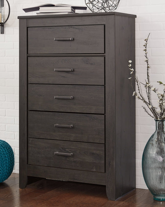 Brinxton Full Panel Headboard with Mirrored Dresser, Chest and 2 Nightstands Homeline Furniture