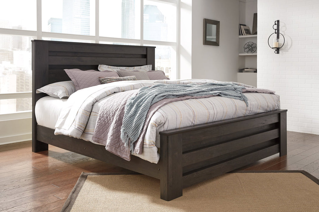 Brinxton King/California King Panel Headboard with Mirrored Dresser, Chest and Nightstand Homeline Furniture