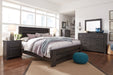 Brinxton King Panel Bed with Mirrored Dresser and 2 Nightstands Homeline Furniture