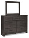 Brinxton King Panel Bed with Mirrored Dresser and Nightstand Homeline Furniture