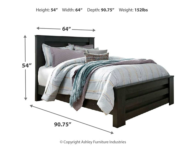 Brinxton Queen/Full Panel Headboard with Mirrored Dresser and Chest Homeline Furniture
