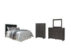 Brinxton Queen/Full Panel Headboard with Mirrored Dresser and Chest Homeline Furniture