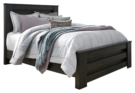 Brinxton Queen Panel Bed with Mirrored Dresser, Chest and 2 Nightstands Homeline Furniture