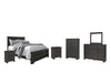 Brinxton Queen Panel Bed with Mirrored Dresser, Chest and 2 Nightstands Homeline Furniture