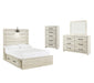 Cambeck Full Panel Bed with 4 Storage Drawers with Mirrored Dresser and Chest Homeline Furniture
