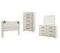 Cambeck King Panel Headboard with Mirrored Dresser and Chest Homeline Furniture