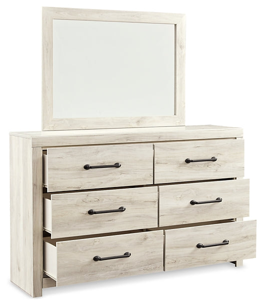 Cambeck Queen Panel Bed with 2 Storage Drawers with Mirrored Dresser and Nightstand Homeline Furniture