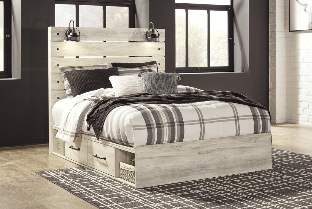 Cambeck Queen Panel Bed with 4 Storage Drawers with Mirrored Dresser, Chest and 2 Nightstands Homeline Furniture