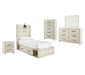 Cambeck Twin Panel Bed with 4 Storage Drawers with Mirrored Dresser, Chest and Nightstand Homeline Furniture