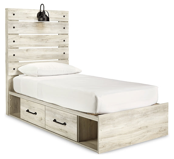 Cambeck Twin Panel Bed with 4 Storage Drawers with Mirrored Dresser, Chest and Nightstand Homeline Furniture