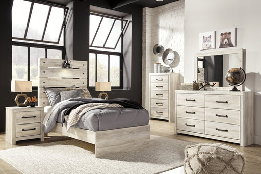 Cambeck Twin Panel Bed with Mirrored Dresser, Chest and Nightstand Homeline Furniture