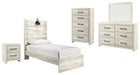 Cambeck Twin Panel Bed with Mirrored Dresser, Chest and Nightstand Homeline Furniture