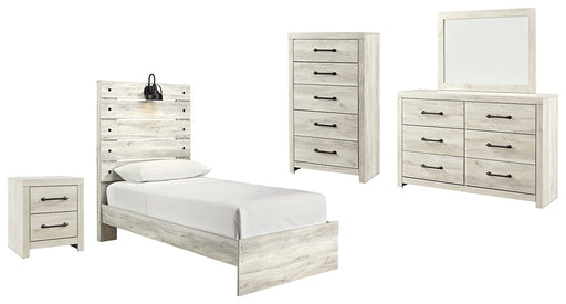 Cambeck Twin Panel Bed with Mirrored Dresser, Chest and Nightstand Homeline Furniture