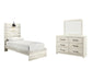 Cambeck Twin Panel Bed with Mirrored Dresser Homeline Furniture