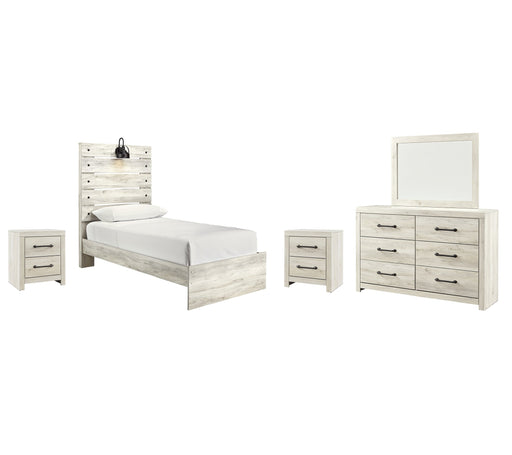 Cambeck Twin Panel Bed with Mirrored Dresser and 2 Nightstands Homeline Furniture
