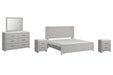 Cottonburg King Panel Bed with Mirrored Dresser and 2 Nightstands Homeline Furniture
