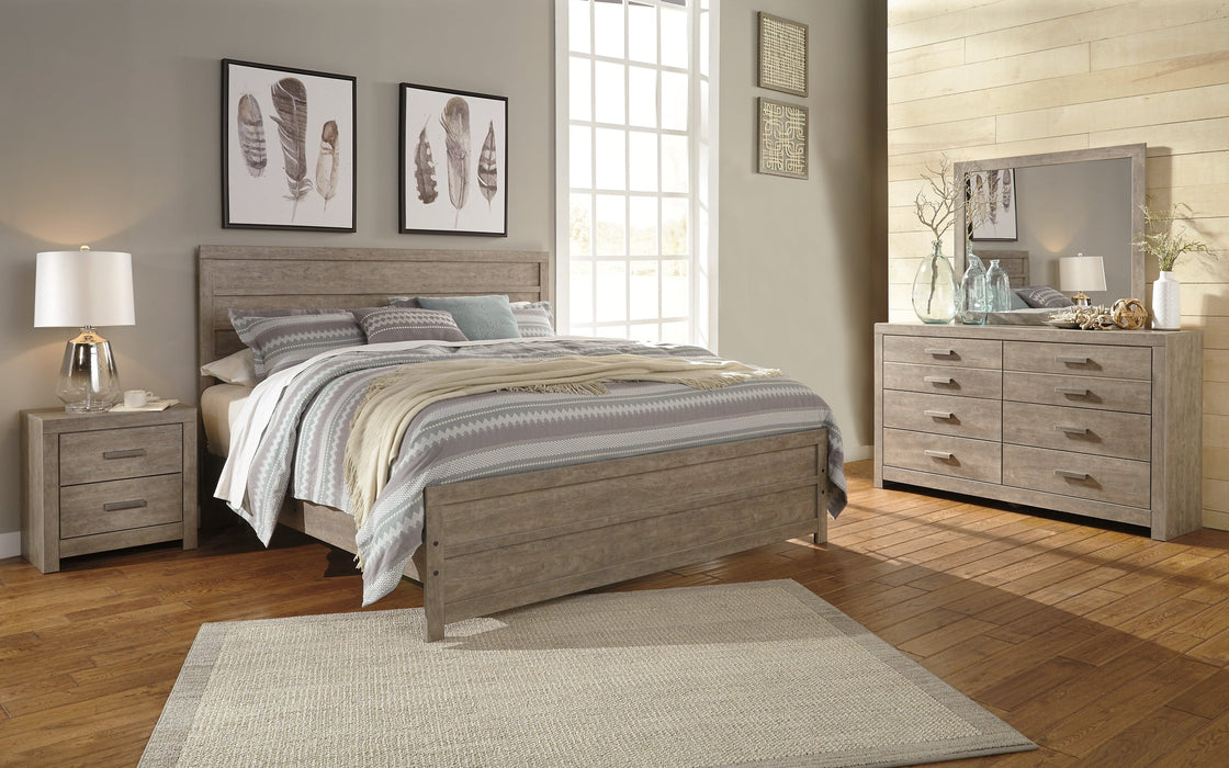 Culverbach King Panel Bed with Mirrored Dresser Homeline Furniture