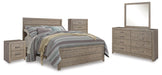 Culverbach Queen Panel Bed with Mirrored Dresser, Chest and Nightstand Homeline Furniture