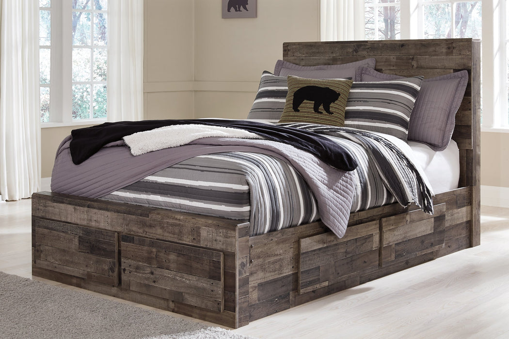 Derekson Full Panel Bed with 6 Storage Drawers with Mirrored Dresser, Chest and 2 Nightstands Homeline Furniture