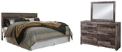 Derekson King Panel Headboard with Mirrored Dresser Homeline Furniture