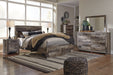 Derekson Queen Panel Bed with 2 Storage Drawers with Mirrored Dresser, Chest and 2 Nightstands Homeline Furniture