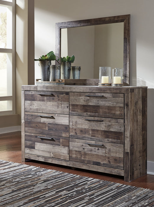 Derekson Queen Panel Bed with 6 Storage Drawers with Mirrored Dresser and 2 Nightstands Homeline Furniture