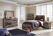 Derekson Twin Panel Bed with Mirrored Dresser, Chest and Nightstand Homeline Furniture