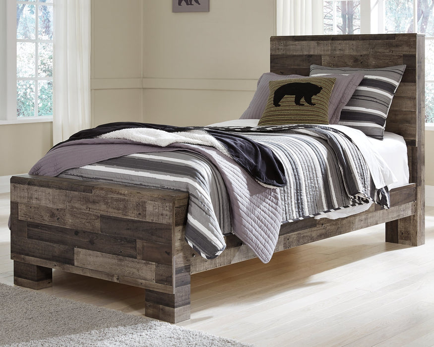 Derekson Twin Panel Bed with Mirrored Dresser and Chest Homeline Furniture