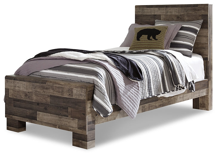 Derekson Twin Panel Bed with Mirrored Dresser and Chest Homeline Furniture
