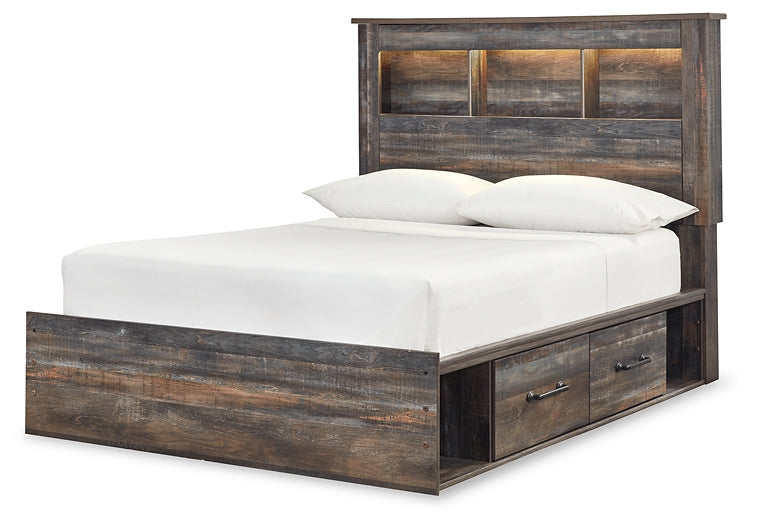 Drystan Full Bookcase Bed with 2 Storage Drawers with Mirrored Dresser, Chest and 2 Nightstands Homeline Furniture