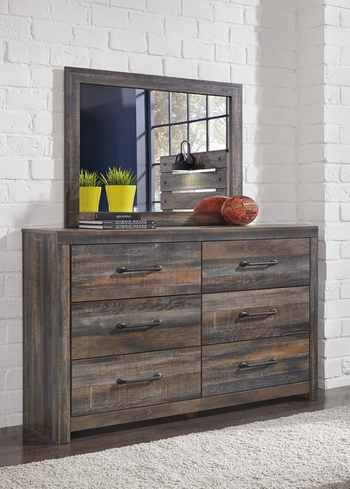 Drystan Full Bookcase Bed with 2 Storage Drawers with Mirrored Dresser, Chest and Nightstand Homeline Furniture
