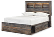Drystan Full Bookcase Bed with 2 Storage Drawers with Mirrored Dresser and Chest Homeline Furniture