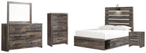 Drystan Full Panel Bed with 4 Storage Drawers with Mirrored Dresser, Chest and Nightstand Homeline Furniture