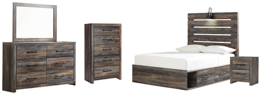 Drystan Full Panel Bed with 4 Storage Drawers with Mirrored Dresser, Chest and Nightstand Homeline Furniture