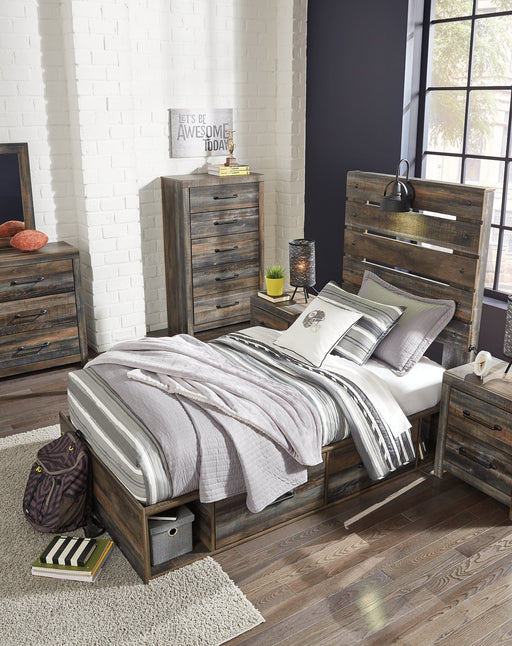 Drystan Full Panel Bed with 4 Storage Drawers with Mirrored Dresser, Chest and Nightstand Homeline Furniture